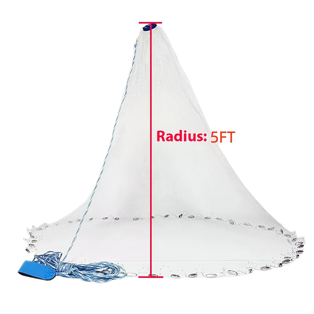 Cast Net for Fishing 8FT 10FT Easy Throw Copolymer Monofilament Mesh Zinc Sinkers 1.3cm Mesh 240 300 Steel Drop Saltwater Freshwater Bait Trapping Beginners Experts