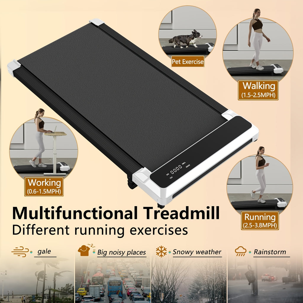 Foldable Treadmill Walking Pad with Incline & Handles – 300 Lbs Capacity, Portable Under Desk Compact Design for Home Gym & Office, Quiet Low-Impact Cardio Machine