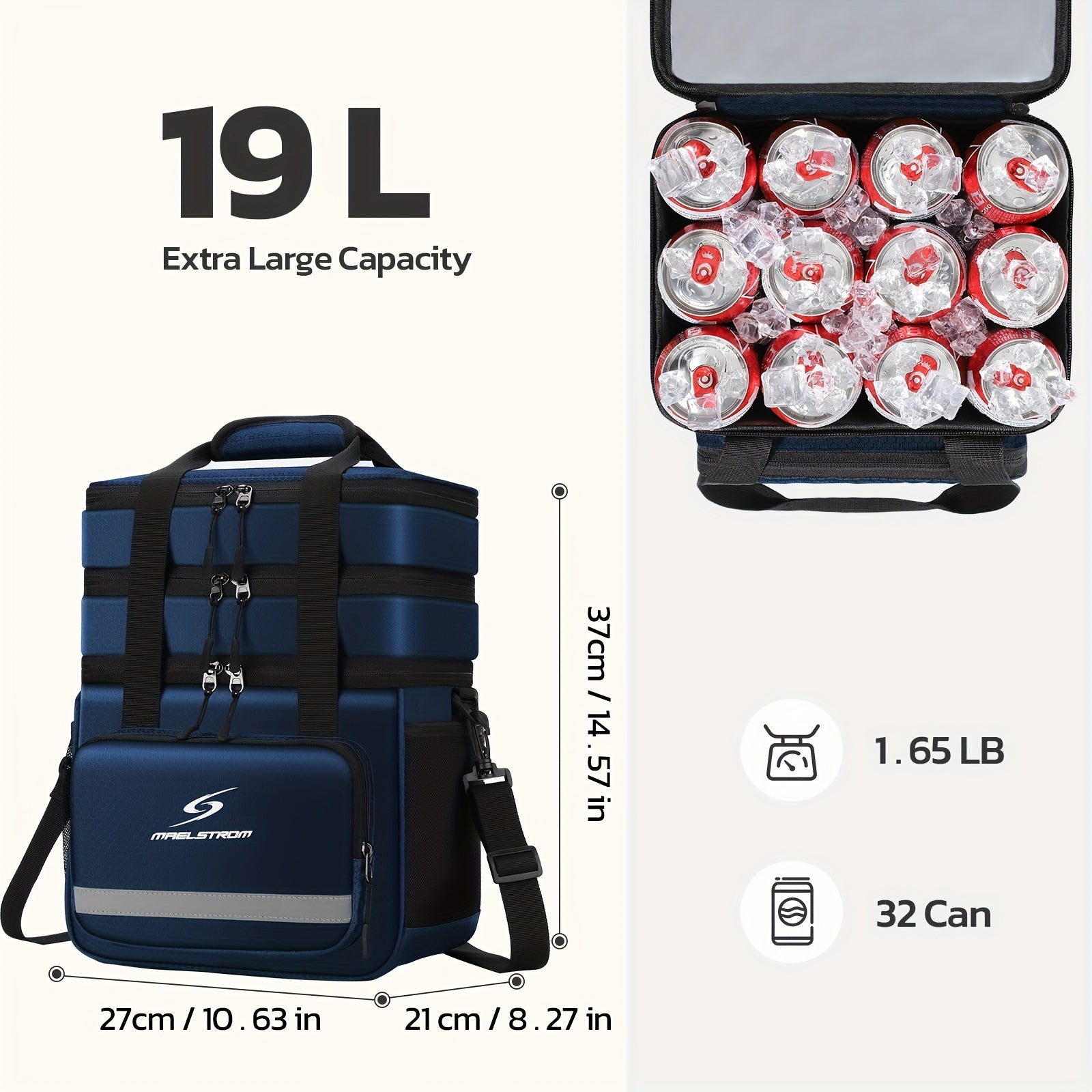 Large Insulated Lunch Bag Triple Compartment 5 Gallon Leakproof – Professional Cooler Tote with Shoulder Strap for Men Women Work Office Camping