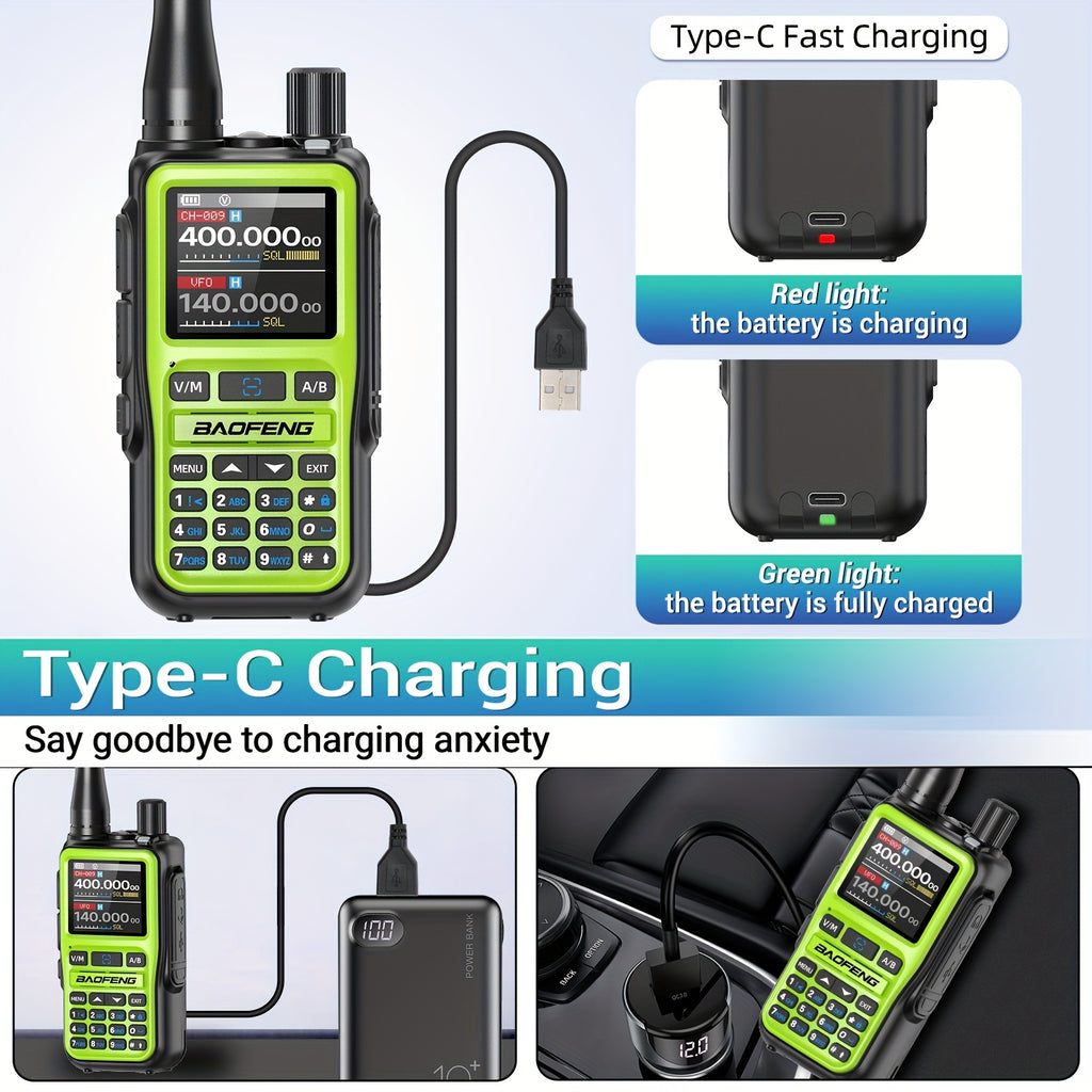 Baofeng UV-5R Mini Ham Radio 2 Pack Long Range Two Way Radio 999CH NOAA Weather Walkie Talkies USB-C Rechargeable Dual PTT APP Programming for Hunting Fishing Skiing Camping Survival
