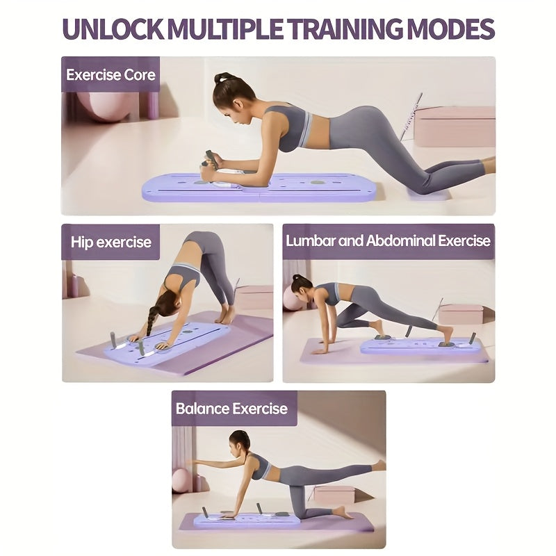 8-in-1 Foldable Pilates Board with Resistance Bands Home Gym Abdominal Workout Equipment Anti-Deformation PP Material Compact Storage Perfect Gift