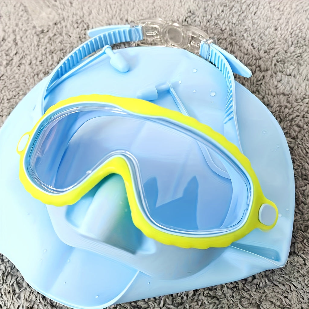 Oversized Anti-Fog Swim Goggles HD Clarity Wide View Silicone Cushion Adjustable Strap for Outdoor Swimming Beach Pool Lake Ocean Adults Men Women Pink Blue