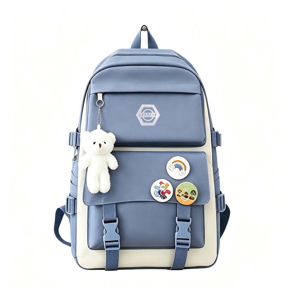 5-Piece School Backpack Set for Girls & Boys – Cute Bookbag with Tote Bag, Pencil Case & Coin Purse, Durable Student Daypack with Zipper Closure & Adjustable Straps for School, Travel & Hiking