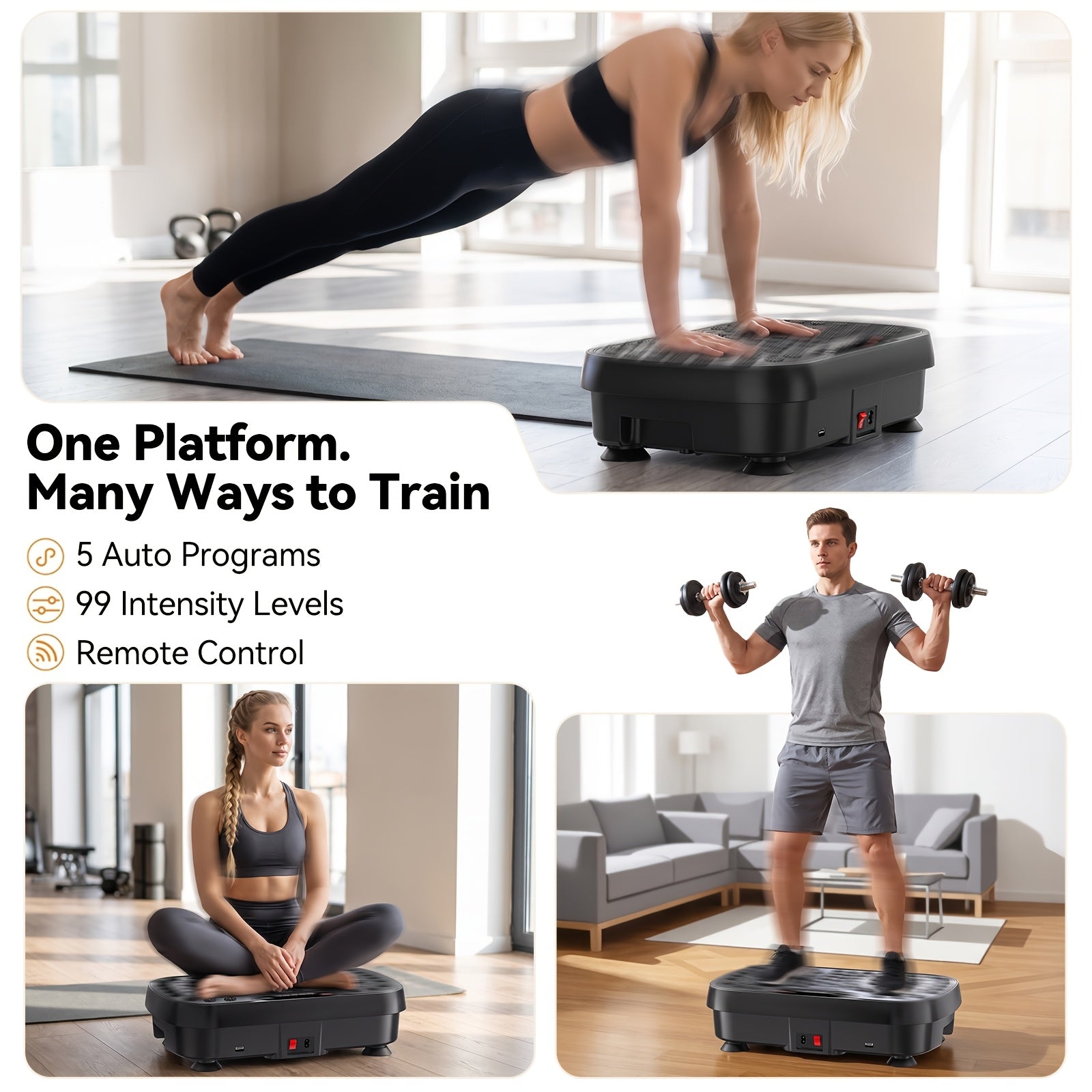 Vibration Plate Exercise Machine for Weight Loss Lymphatic Drainage Full Body Workout 99 Speed Levels Quiet 330lbs Capacity – Portable Home Gym Platform for Muscle Toning Fat Burning