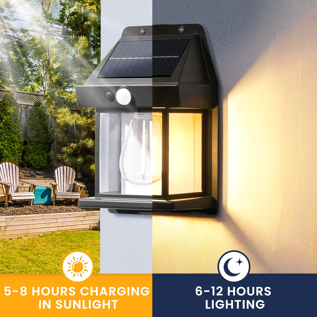 Solar Wall Lights Outdoor Motion Sensor Waterproof Dusk to Dawn 3 Modes – Solar Porch Lights for Terrace Garage Shed Courtyard Fence 2 or 4 Pack