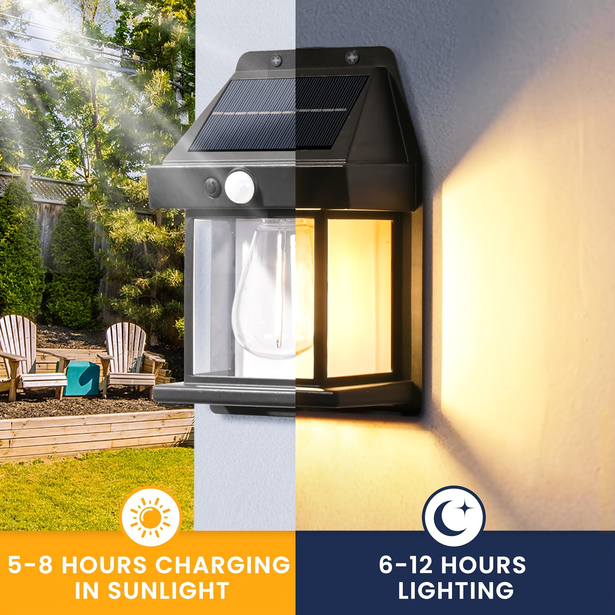 Solar Wall Lights Outdoor Motion Sensor Waterproof Dusk to Dawn 3 Modes – Solar Porch Lights for Terrace Garage Shed Courtyard Fence 2 or 4 Pack