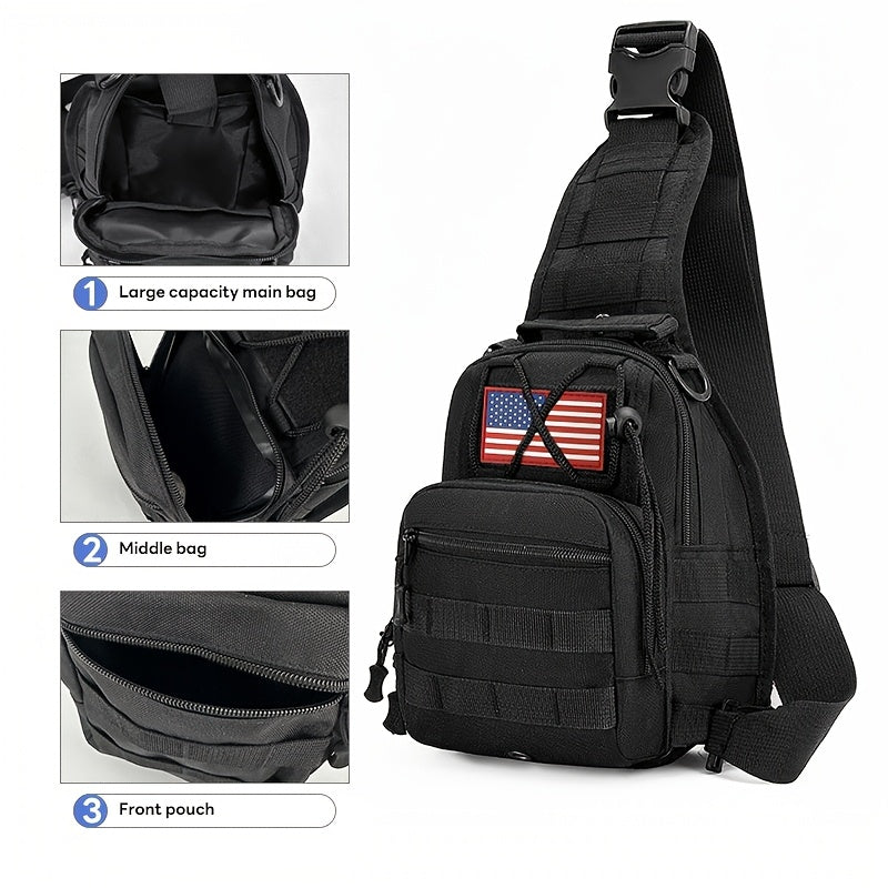 Men's Sling Bag Lightweight Crossbody Chest Pack, Multi-Pocket Shoulder Bag with Adjustable Strap for Cycling Hiking Travel EDC, Compact Outdoor Daypack for Men
