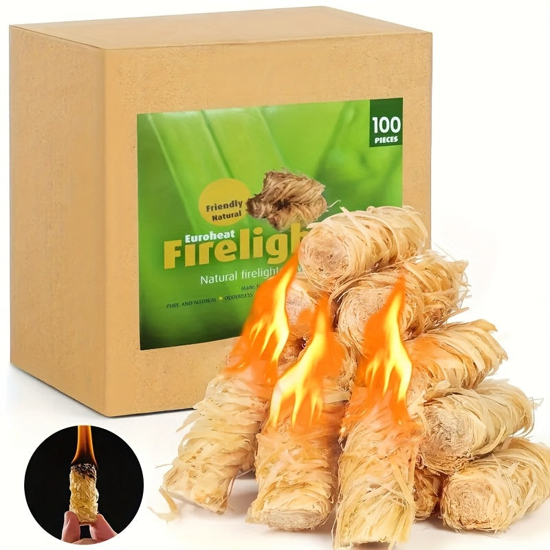 Natural Fire Starter Sticks 50 100 Pack Charcoal Firestarters for Fireplace BBQ Campfire Wood Stove Fire Pit Grill Smoker Weather Resistant Indoor Outdoor