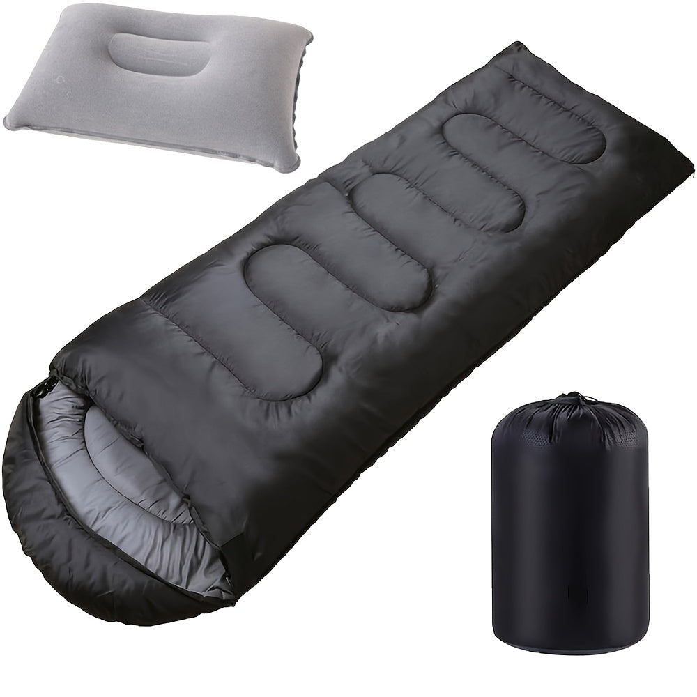 Camping Sleeping Bag with Pillow and Compression Sack Lightweight 3 Season Sleeping Bag Set for Adults Hiking Backpacking Outdoor Travel Emergency 5 Colors