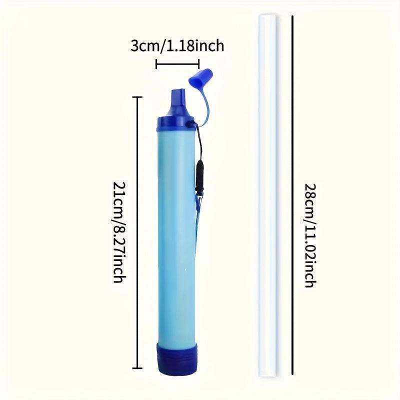 Personal Water Filter Straw Survival Gear Set with Carabiner Syringe Extension Tube - Water Purifier for Camping Hiking Backpacking Climbing Emergency, 1-6 Pack