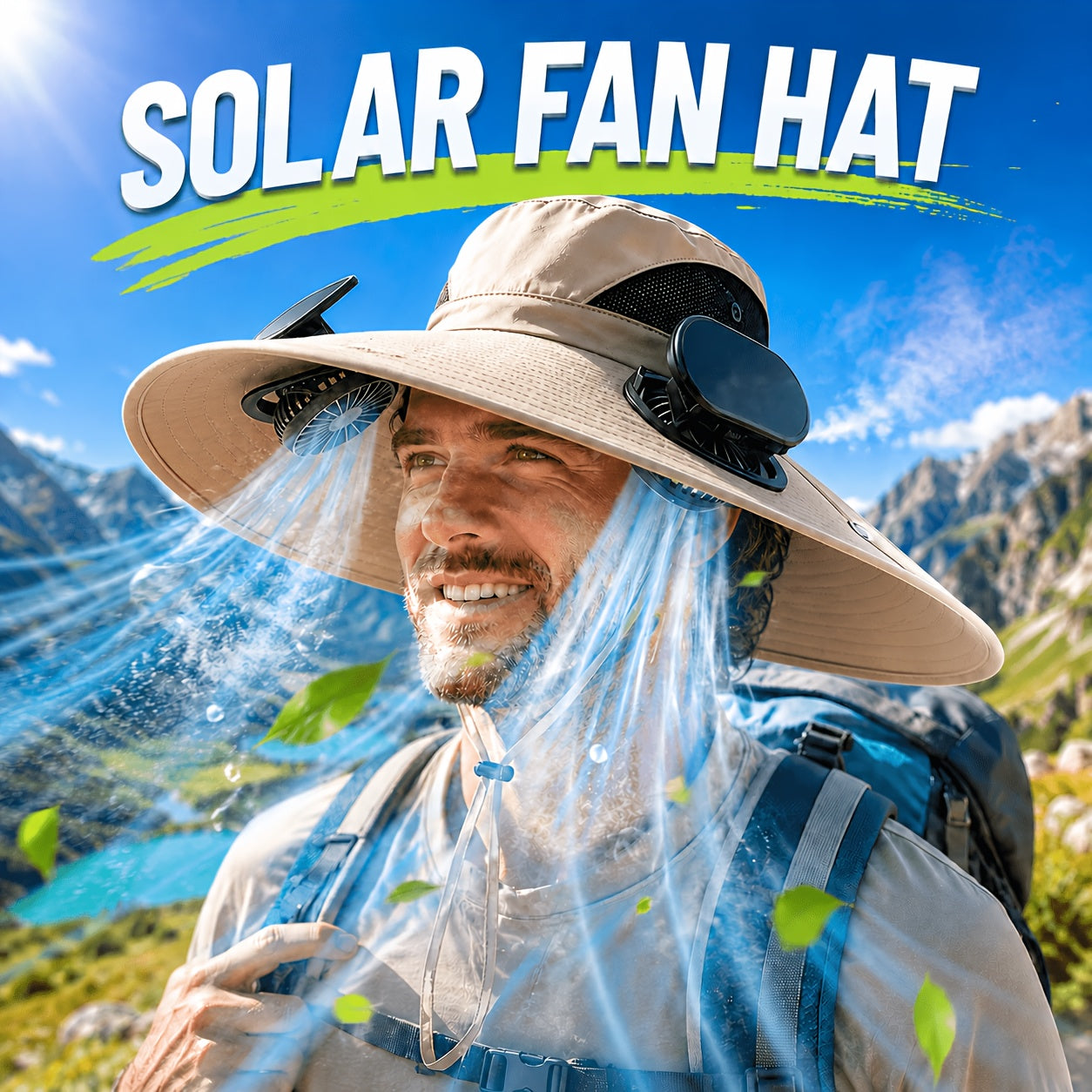 Solar Fan Hat with Dual Cooling Fans Wide Brim Sun Hat for Men Women Adjustable Wind Speed Breathable Outdoor Hat for Farming Gardening Hiking Summer Work