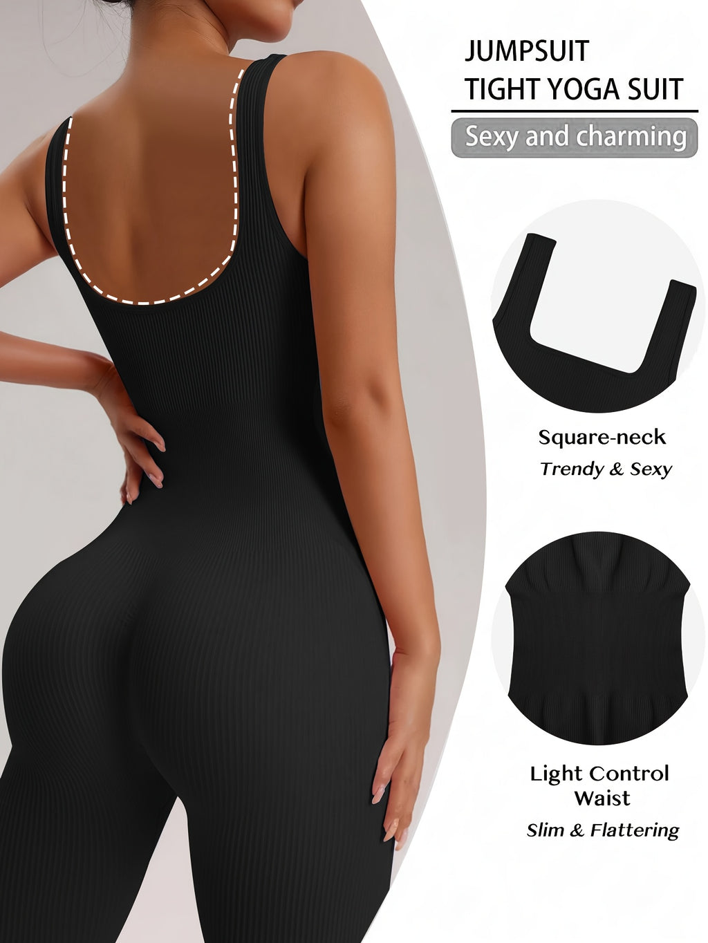 Women's Sleeveless Square Neck Jumpsuit 90% Nylon Stretch Bodysuit for Yoga Pilates Running Fitness Exercise Gym Workout One Piece S M L XL Multicolor