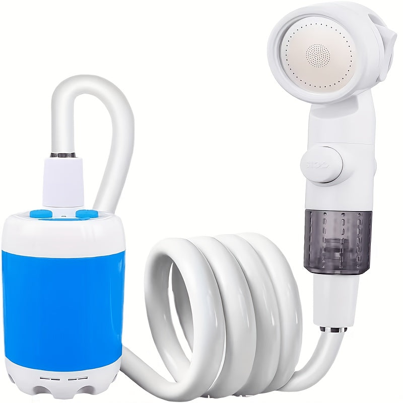 USB Powered Portable Camping Shower Pump with 6.5ft Hose, No Battery Submersible Water Pump for Camping Hiking Beach Pet Bathing Car Washing Garden Watering, Connects to Power Bank or Car Charger