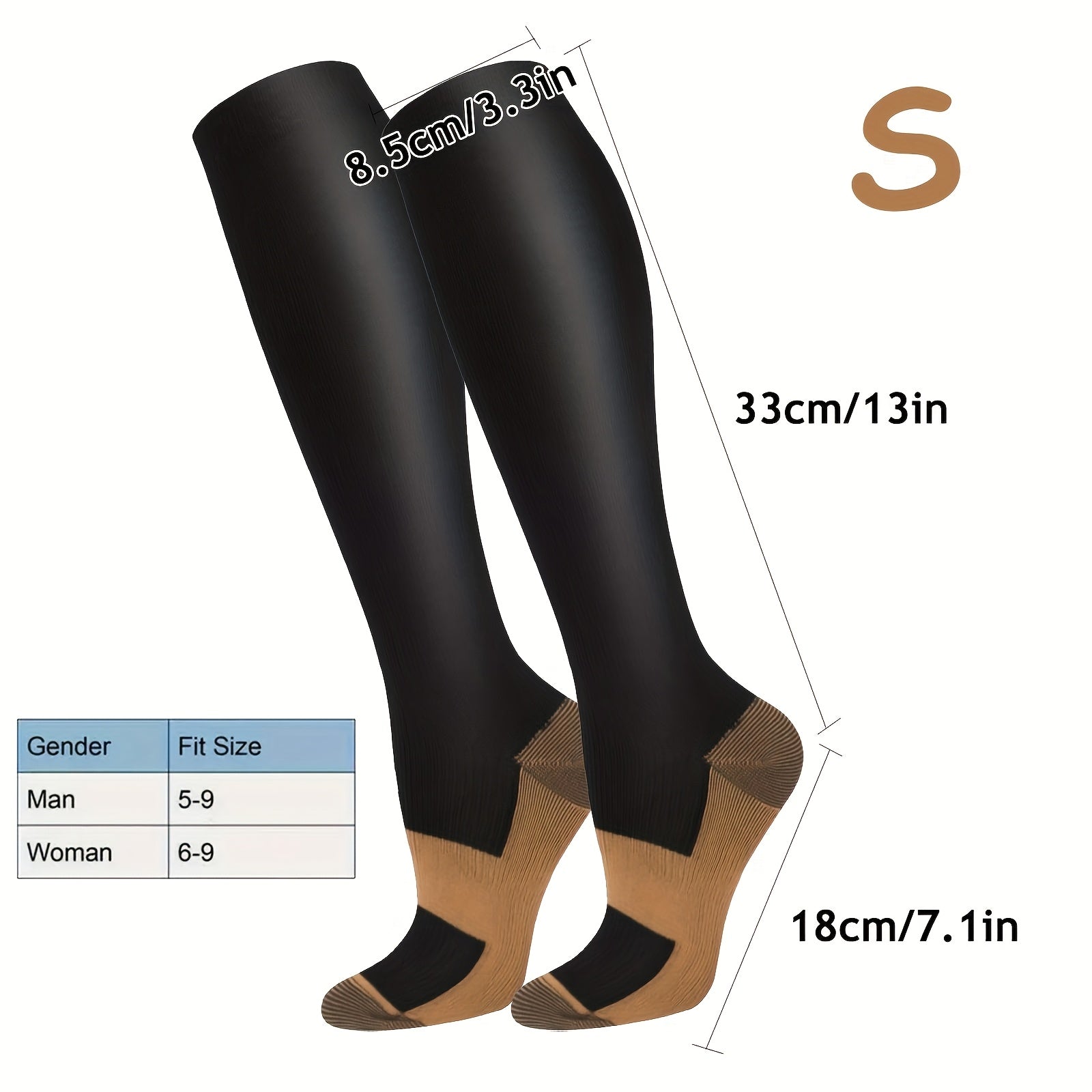 10 Pairs Copper Compression Socks Knee High for Women & Men – Circulation Support for Running Hiking Travel Daily Wear S-XXL