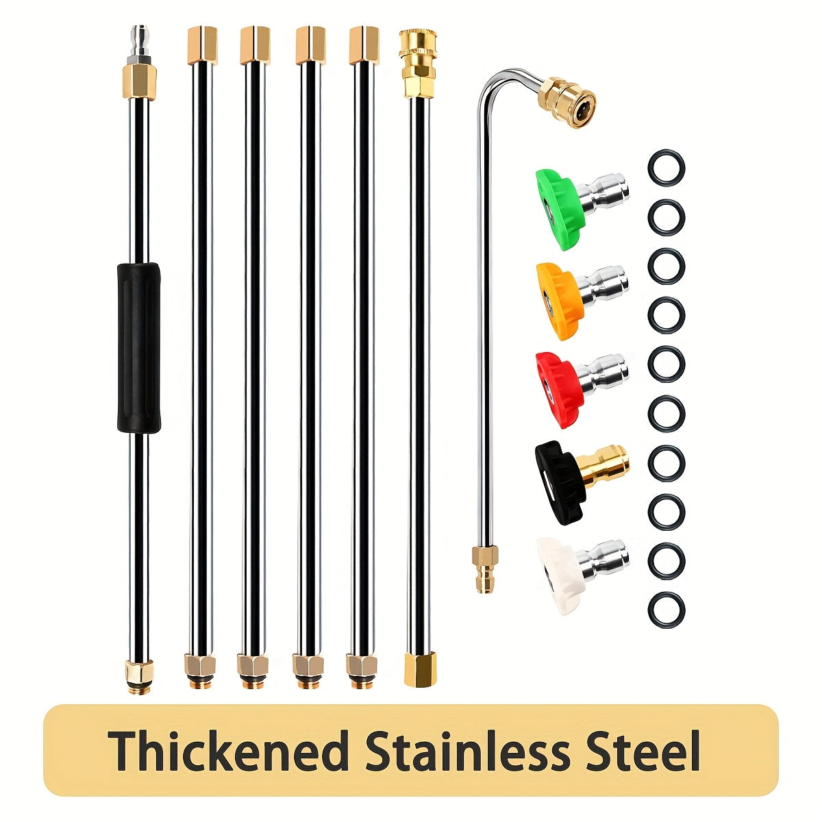 Pressure Washer Extension Wand 120 Inch - 7 or 10pc Stainless Steel Lance Set with U-Shaped & 30°/90° Bends, 1/4" Quick Connect, 4000 PSI for Gutter, Driveway, Deck & Roof Cleaning
