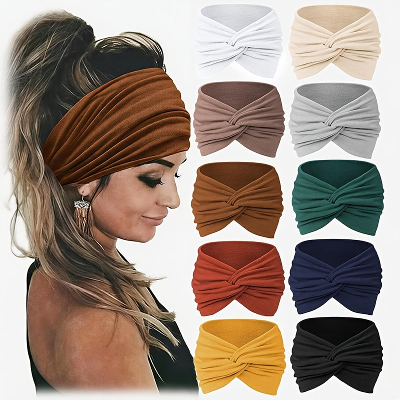 Bohemian Hair Ties 10 Pack for Women, Non-Slip Elastic Headbands for Running Yoga Sports Makeup, Breathable Comfortable Scrunchies, Holiday Birthday Gift Set