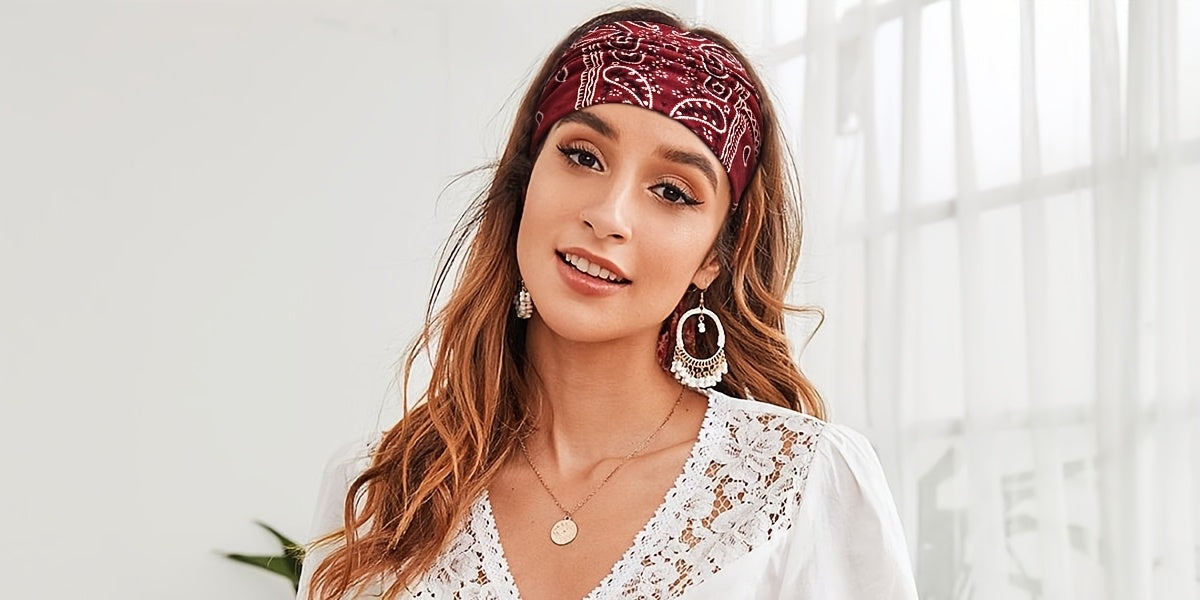 Boho Headbands for Women Set of 6 – Anti-Slip Elastic Bohemian Hair Bands for Running, Yoga, Sports & Everyday Wear, Breathable Comfortable Hair Accessories, Perfect Gift