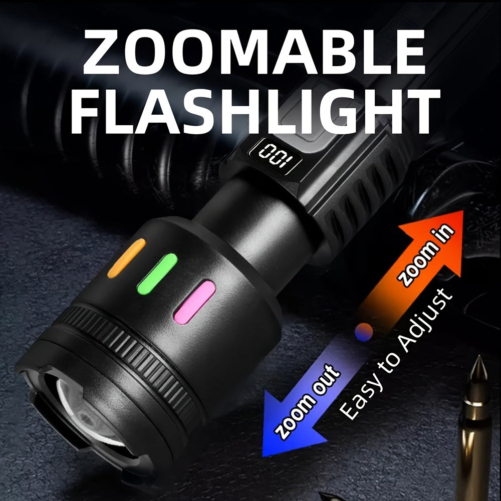 2-Pack Rechargeable LED Flashlight Combo – High Power Tactical Flashlight with COB Side Light, Telescopic Zoom & USB-C Charging for Camping, Hiking, Biking & Emergencies