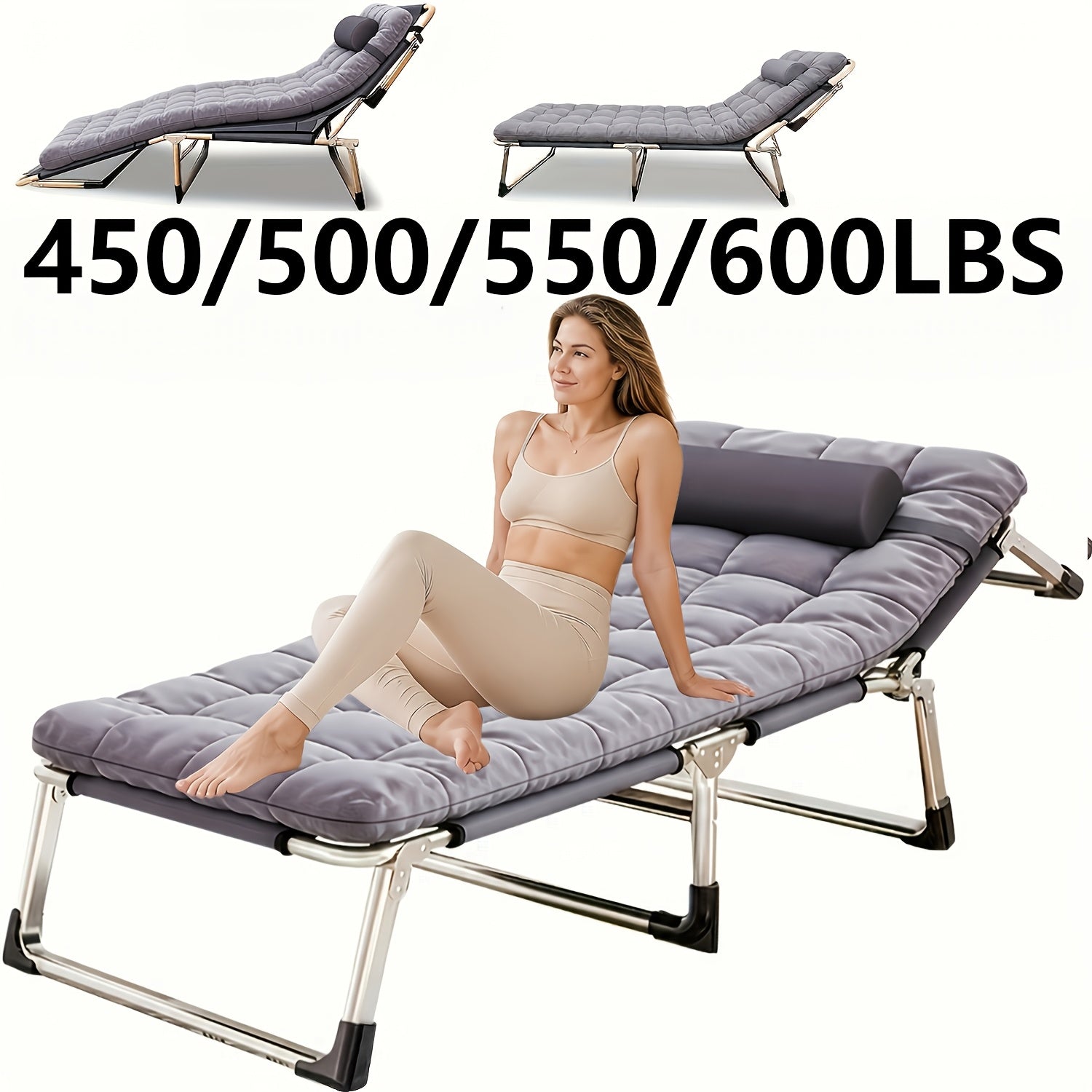 Heavy Duty Folding Camping Bed with Mattress Included 450-550 LBS Capacity Portable Cot for Adults Teens Travel Guest Bedroom Garden Balcony Outdoor Camping Supplies