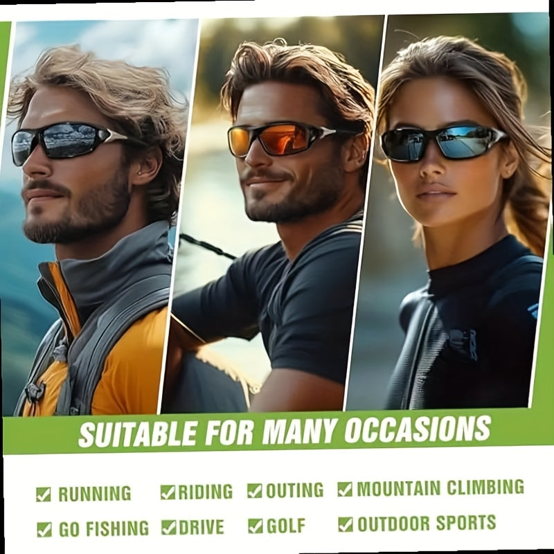 Polarized Sports Sunglasses 4 Pairs UV Protection Full Frame Outdoor Glasses for Men Women Cycling Running Fishing Rock Climbing Hiking Travel Leisure