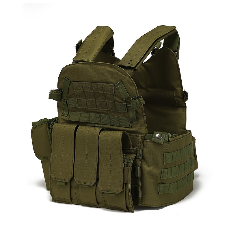 Tactical MOLLE Vest 6094 Multi-Functional Plate Carrier for Men - Outdoor Combat Training CS Airsoft Paintball Hunting Vest - Adjustable Military Green Black Army Green Brown Mud Color