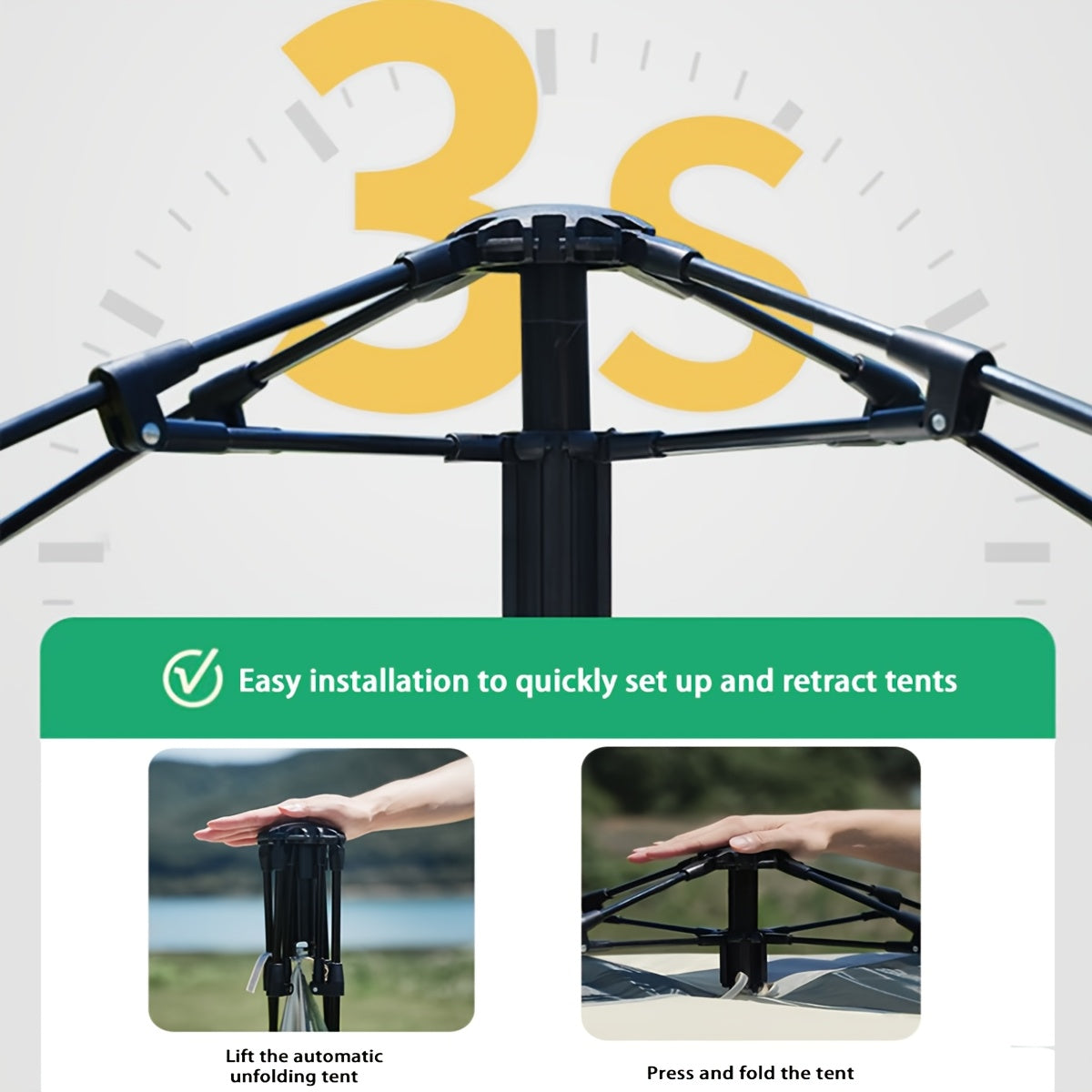 Pop Up Beach Tent Automatic Instant Setup Sun Protection Lightweight Portable Camping Tent 2 Doors for Beach Hiking Picnic Music Festival Outdoor Adventures All Season