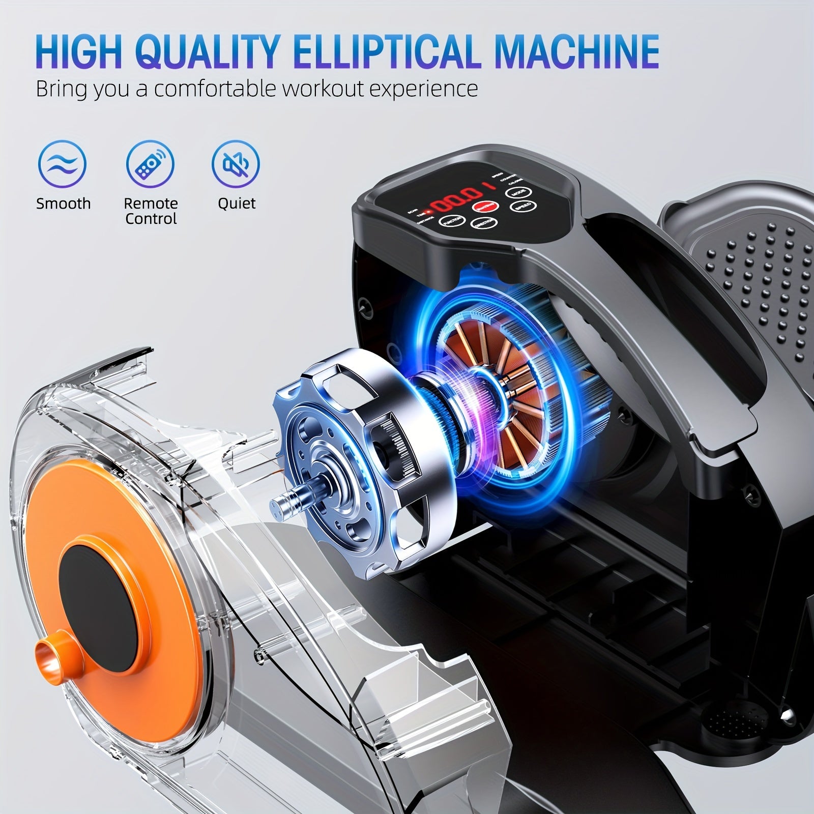 Under Desk Elliptical Machine Fully Assembled, Quiet Portable Seated Pedal Exerciser with Remote Control & 12 Adjustable Speeds for Home Office Workout, Mini Elliptical Foot Pedal Machine