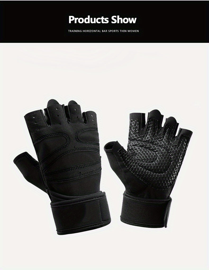 Half Finger Cycling Gloves for Men & Women – Breathable Knit Sports Gloves with Hook-and-Loop Closure for Cycling, Fitness, Hiking & Outdoor Activities