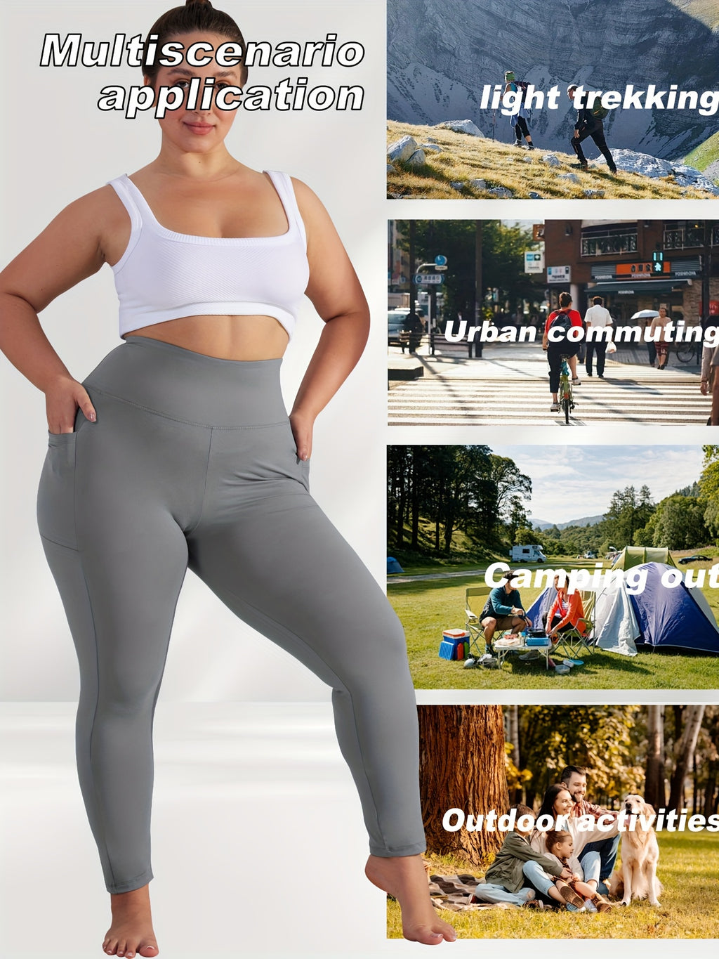 Women's Plus Size Yoga Pants with Pockets – Warm Thermal Leggings, High Elasticity, Tight-Fit Sports Base Layer for Fall & Winter, 1XL-5XL
