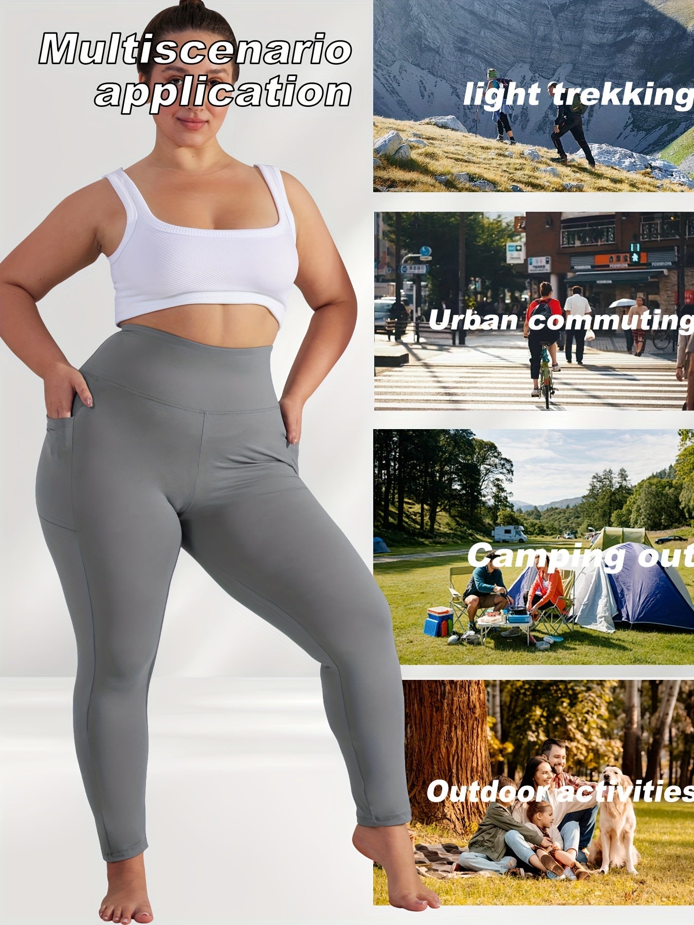 Women's Plus Size Yoga Pants with Pockets – Warm Thermal Leggings, High Elasticity, Tight-Fit Sports Base Layer for Fall & Winter, 1XL-5XL