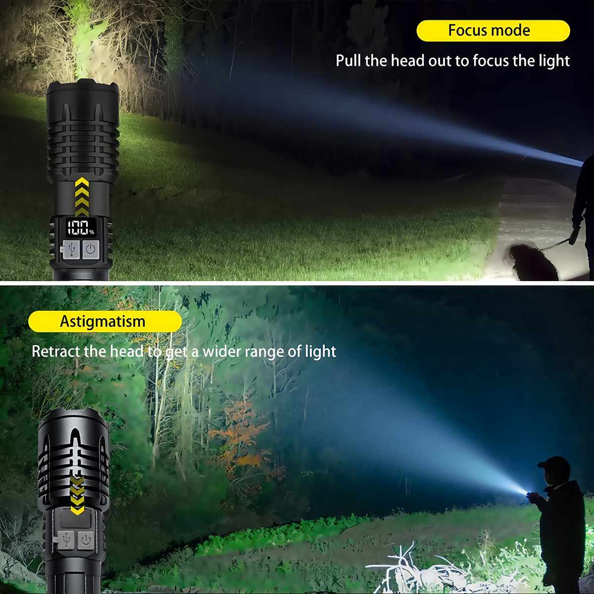 Rechargeable LED Flashlight 4 Pack High Lumens Zoomable Tactical Flashlights for Camping Hiking Emergency Outdoor