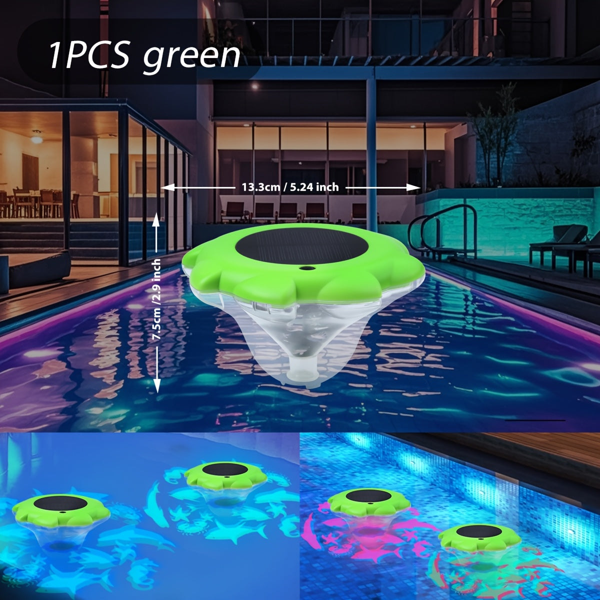 Solar Floating Pool Lights IP68 Waterproof with Multiple Dynamic Modes, Underwater LED Light for Swimming Pool Pond Fish Tank Bathtub, Colorful Solar Powered Pool Decoration for Party Ambiance