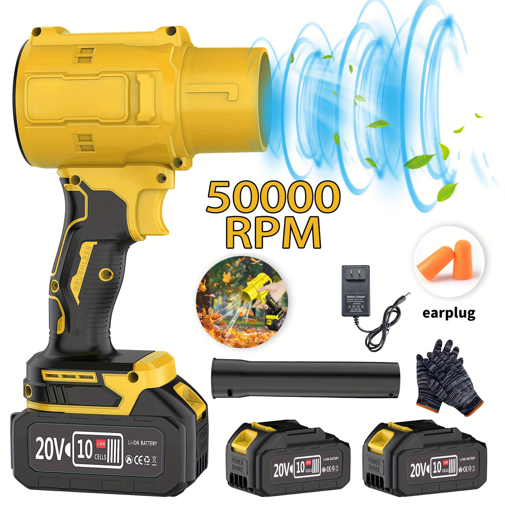 Cordless Leaf Blower 20V 50000RPM – Turbo Air Blower for Leaf Blowing, Snow Removal, Car Drying & Dust Cleaning, Rechargeable Lithium Battery, Lightweight Handheld Outdoor Tool