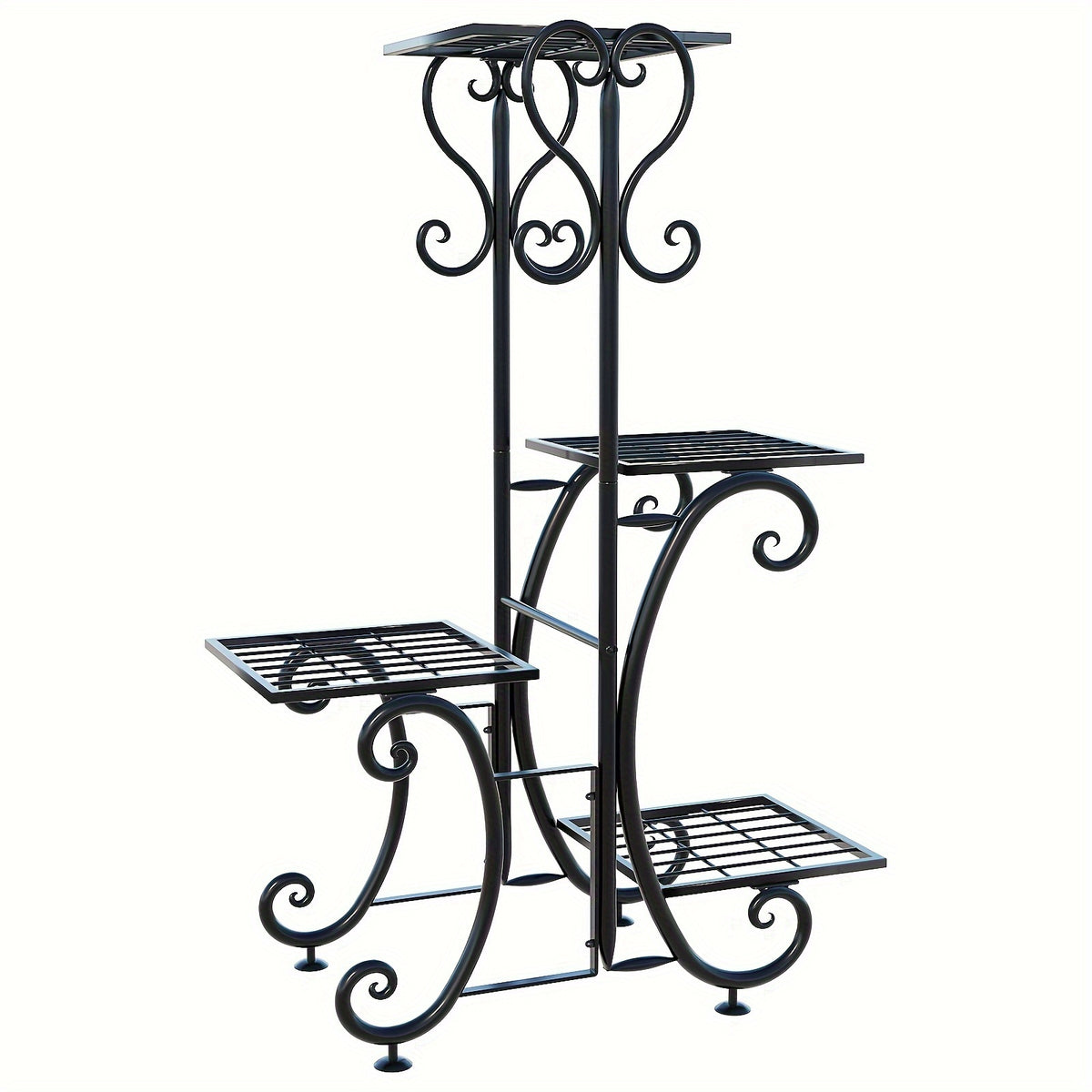 Metal Plant Stand Indoor Outdoor – Multi-Tier Wrought Iron Flower Pot Holder Display Rack for Garden, Patio, Balcony, Corner & Office | 1, 6-Tier Options, Black