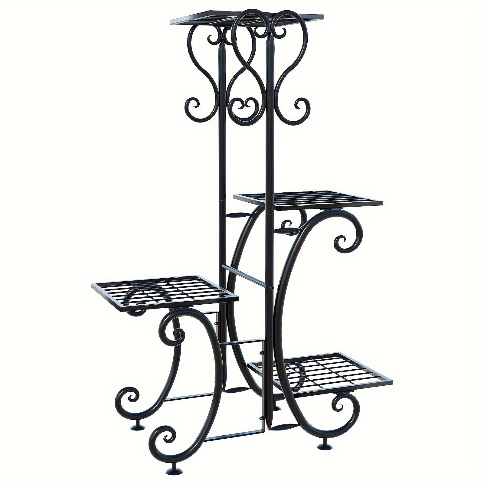 Metal Plant Stand Indoor Outdoor – Multi-Tier Wrought Iron Flower Pot Holder Display Rack for Garden, Patio, Balcony, Corner & Office | 1, 6-Tier Options, Black