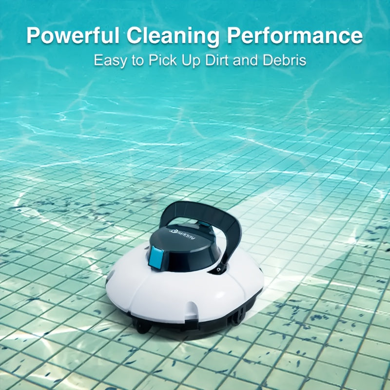 Cordless Robotic Pool Vacuum Cleaner 80-Min Battery – Dual Motor Strong Suction Auto Cleaning for Above Ground Flat Floor Round Oval Rectangular Pools Up to 30ft WINNY 200 SE