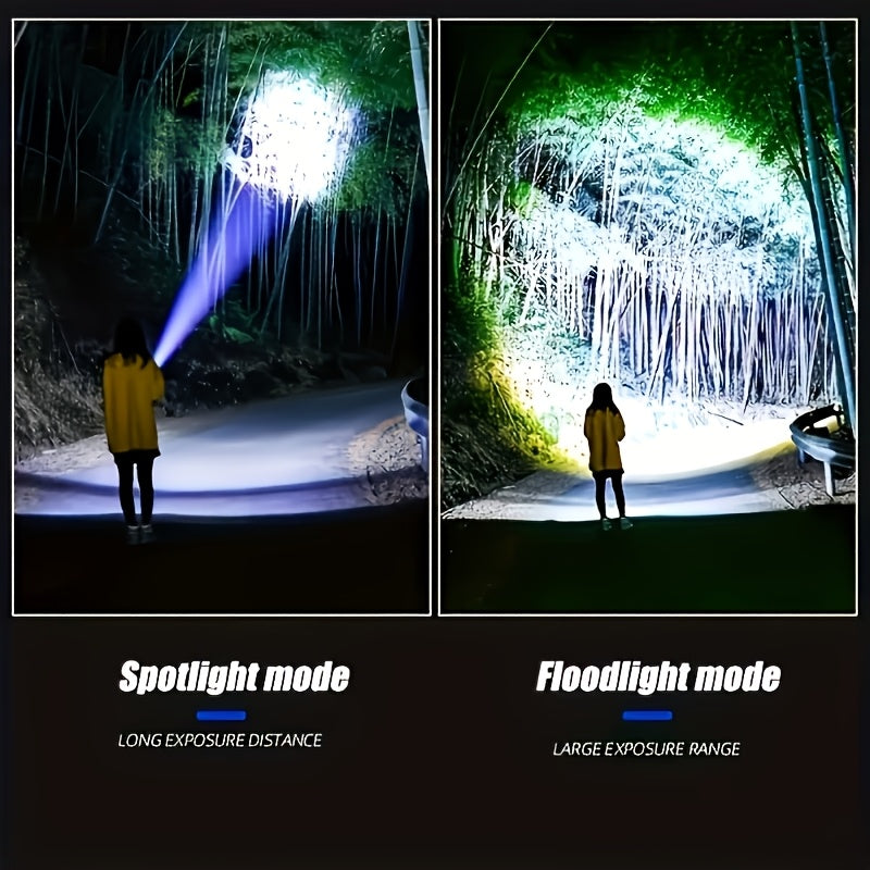 Rechargeable Tactical Flashlight High Lumens – Zoomable LED, LCD Display, USB Rechargeable, Waterproof, for Camping, Hiking, Fishing & Emergencies (1pc / 2pcs)