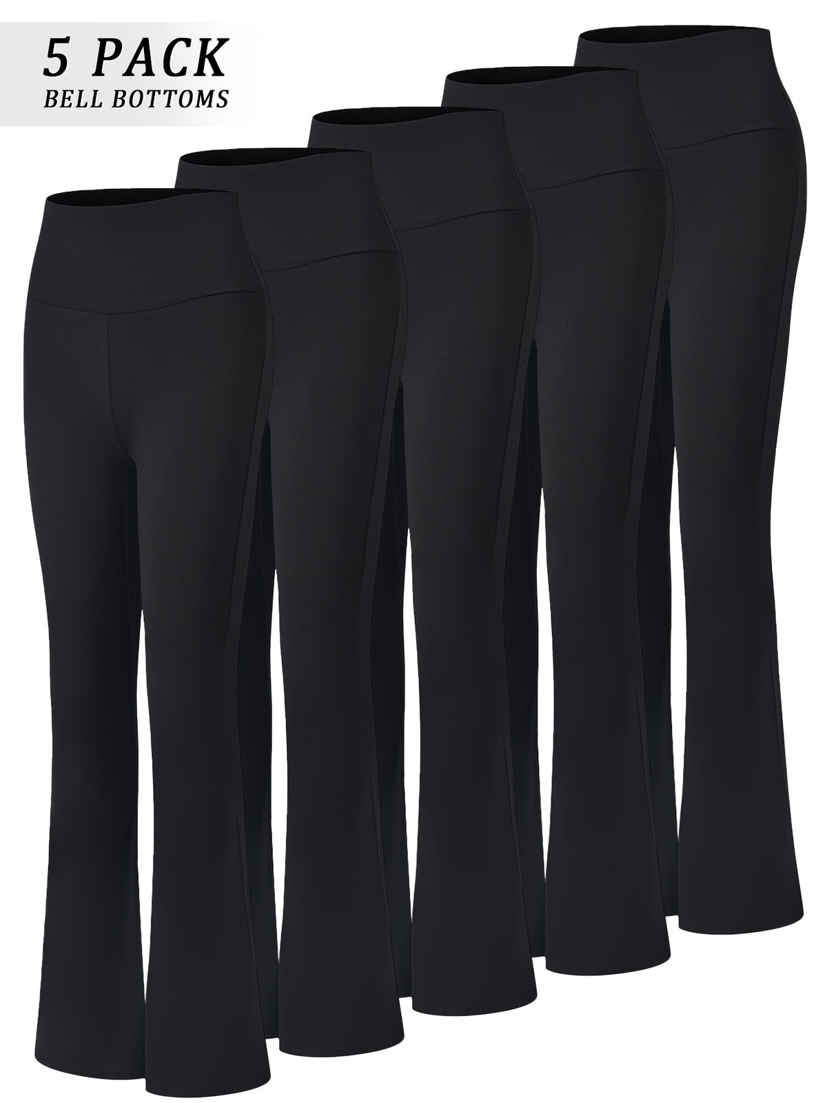 Women's High Waist Flare Yoga Pants 5-Pack Tummy Control Full Length Bell Bottom Leggings - Soft Bootcut Wide Leg Pants for Yoga Gym Dance - Polyester Elastane S M L XL XXL Mixed Colors