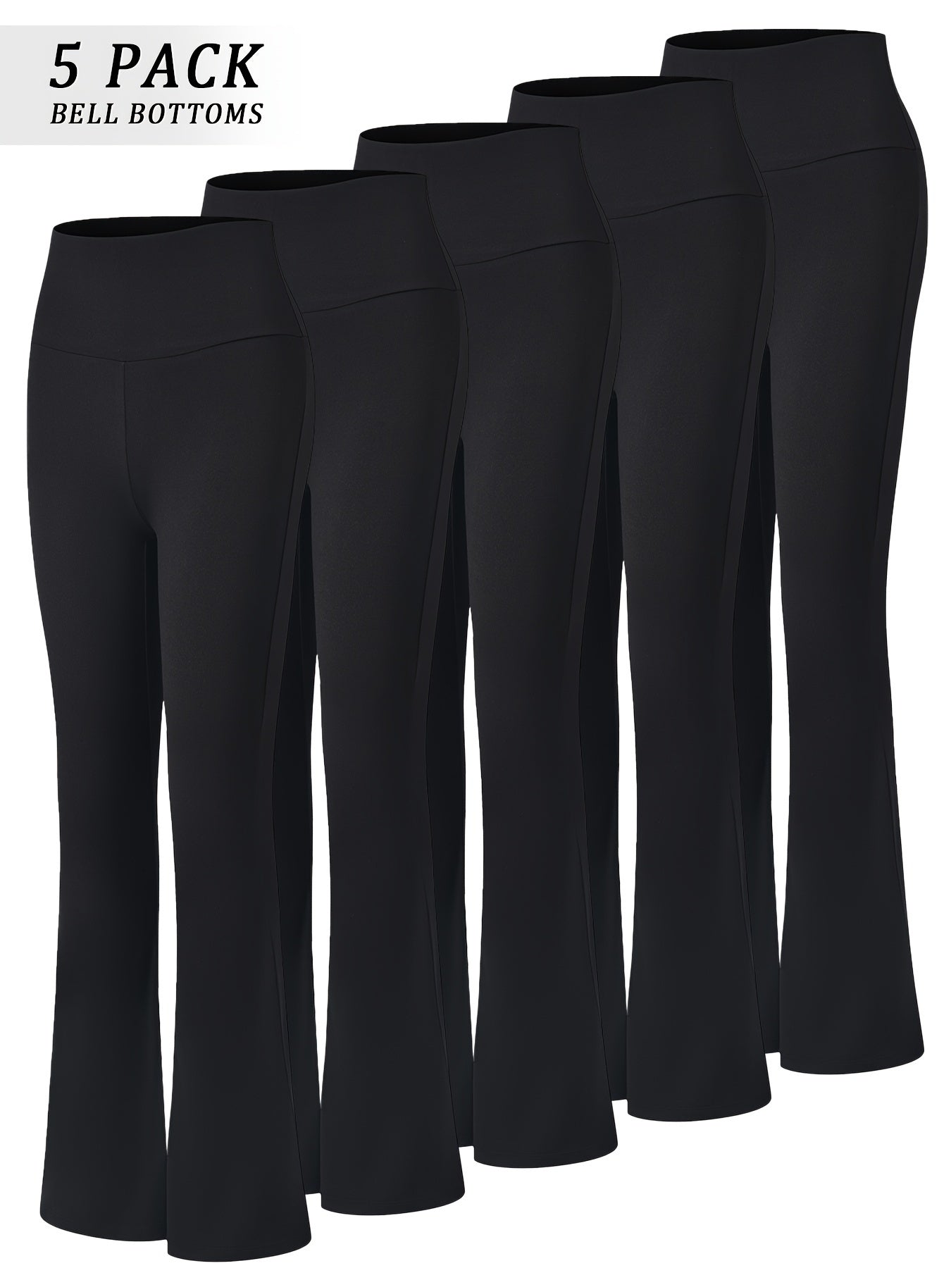 Women's High Waist Flare Yoga Pants 5-Pack Tummy Control Full Length Bell Bottom Leggings - Soft Bootcut Wide Leg Pants for Yoga Gym Dance - Polyester Elastane S M L XL XXL Mixed Colors