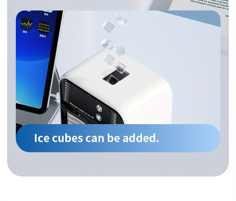 Portable Air Conditioner Fan - 6000mAh Rechargeable Personal Cooling Fan, USB-C Charging, 2 Wind Speeds & 2 Wind Modes, Touch Control, Indoor Outdoor Portable Mini AC Fan for Home, Office & Travel