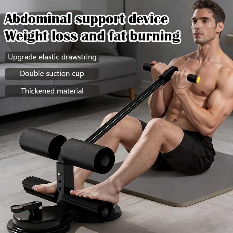 Sit Up Bar Portable Adjustable 3-Section with Dual Suction Cups & Resistance Bands - Lightweight Home Gym Ab Workout Equipment for Small Spaces, Core Strength Training