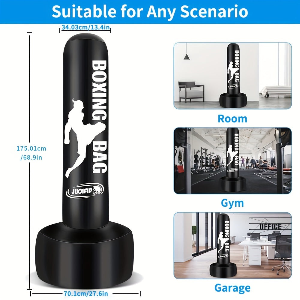 69 Inch Freestanding Punching Bag for Adults – Heavy Duty Inflatable Standing Boxing Bag with Sturdy Base for Boxing Kickboxing MMA Fitness Training Indoor Outdoor