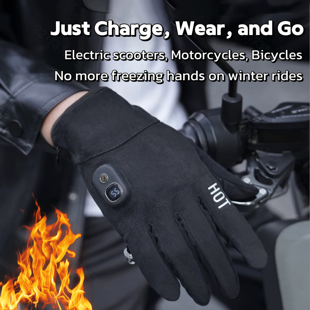 Electric Heated Gloves 3000mAh Rechargeable Hand Warmer Gloves Detachable Fingers 3 Heat Settings Washable Battery Heated Gloves for Cycling Gaming Outdoor Winter Men Women