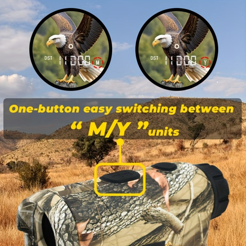 1200 Yard Laser Rangefinder Camouflage Rechargeable – Speed, Angle & Ballistic Compensation, Flagpole Lock, Type-C USB for Hunting, Golf, Archery & Hiking
