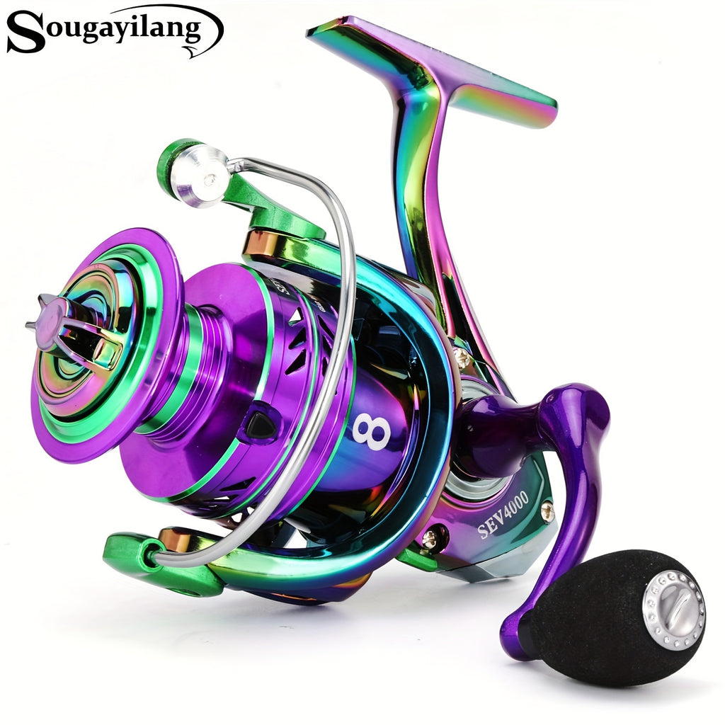 Stainless Steel Spinning Fishing Reel 5.0:1 4.7:1 Gear Ratio Screw-In Handle Lightweight Smooth for Freshwater Saltwater Sizes 1000 2000 3000 4000 5000