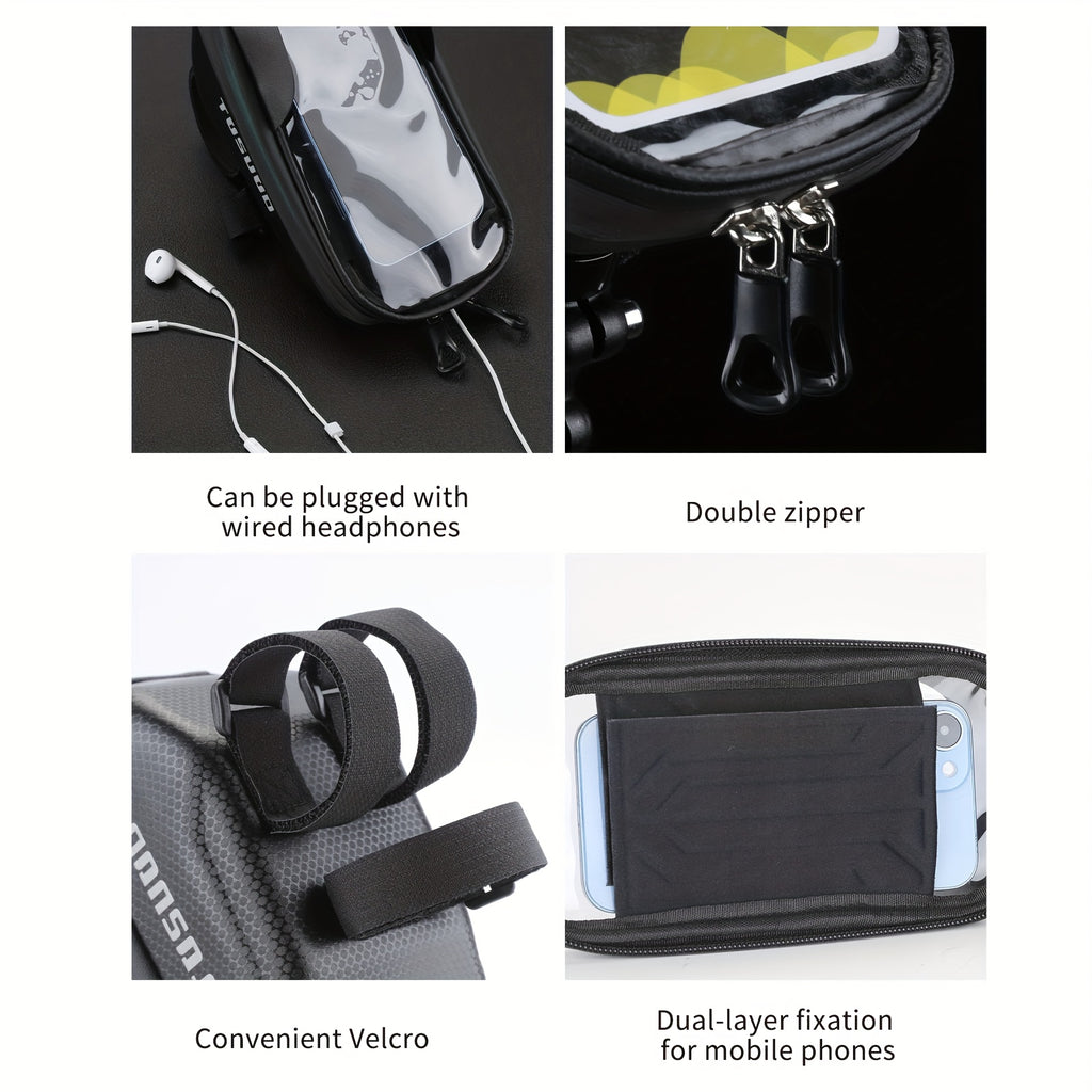 Waterproof Bike Handlebar Bag Phone Mount Front Frame Cycling Storage Bag Fits 8 Inch Phones Touch Screen Window Reflective Strip Mountain Road Gravel E-Bike