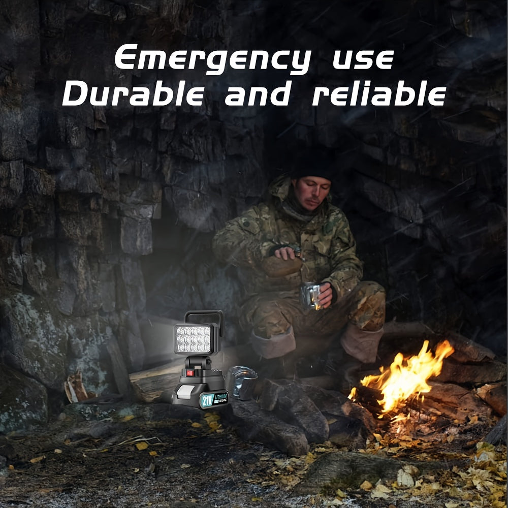 Makita 21V Battery LED Work Light – Portable Camping Lantern & Jobsite Flashlight, IP4X Water Resistant, High Brightness, Emergency Power Outage Light for Hiking & Outdoor Use