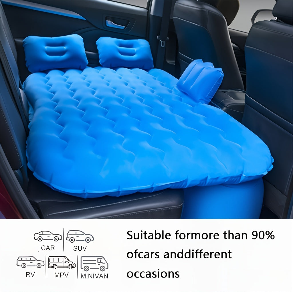 SUV Air Mattress Inflatable Car Bed Portable Camping Travel Flocked Blow Up Mattress for SUV Trunk with Storage Bag Repair Kit Blue Black Beige Gray
