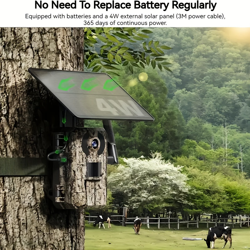 4G Trail Camera Wireless Outdoor – 2K 1440p Solar Security Camera, No-Glow Night Vision 75ft, 0.2s Trigger, Built-In SIM, No WiFi Needed | 1, 2 & 4-Pack Options