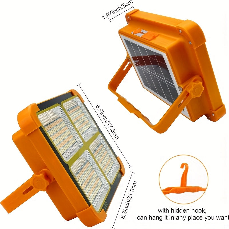 Solar LED Work Light 2000 Lumens Magnetic Hook Adjustable Brightness Solar USB Dual Charging Rechargeable Searchlight Spotlight for Camping Hiking Outdoor Garage Emergency